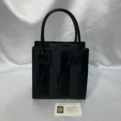 〈美品〉Yves Saint Laurent イヴ・サンローラン　ハンドバッグ レザー　ブラック　ストライプ　YSLのサムネイル