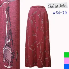 【新品タグ付き】sk3153 ロングスカート　綿・ポリ　ナイガイ・NAIGAI・サンジョワ・Saint Joie　Mサイズ9号ウエスト64～70　ウエストゴム　ロング　Aライン　赤　レッド　花柄　春夏のサムネイル