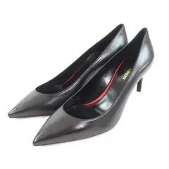 未使用品★SAINT LAURENT PARIS サンローランパリ 480093 ポインテッドトゥ ピンヒール レザー パンプス ブラック 37.5 伊製 レディースのサムネイル
