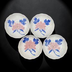 共箱 大正時代 富貴長春 色絵金彩 古伊万里 色絵 牡丹 薔薇 膾皿 和