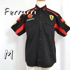 【極美品・希少】Ferrariフェラーリ 90s Y2K  F1 レーシングシャツ ピットシャツ 半袖シャツ M 黒ブラック×赤レッド 【古着】【中古】【送料無料】のサムネイル