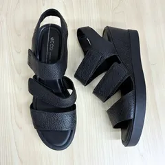【エコー ECCO】shapeWedgePlateau/ウェッジソールサンダル EU38 ブラック ⭐︎のサムネイル