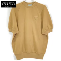 PRADA　プラダ　P24ZOL 19年 ブラウン カシミヤ100 トライアングルロゴ 半袖ニット　40のサムネイル