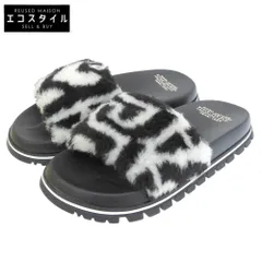 MARC JACOBS　マーク ジェイコブス　未使用 THE MONOGRAM TEDDY SLIDE サンダル レディース ブラック×アイボリー 36　36のサムネイル