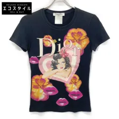 Christian Dior　クリスチャンディオール　5P16155201 ブラック花柄 ロゴ ウーマンデザイン 半袖Tシャツ　36のサムネイル