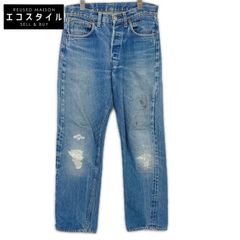 LEVI'S 66 Pre-facelift Blue Denim Pants with Button Backing "6", Single Stitch Pocket Backing, Small "e", Button Fly