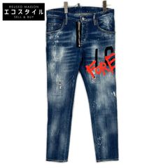 DSQUARED2 S79LA0040 2022 Indigo ICON SKATER JEAN Vintage Washed Distressed & Painted Denim Pants Size 44