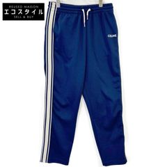 CELINE 2Z1301210 Navy Double-Faced Jersey Logo Pants Size S