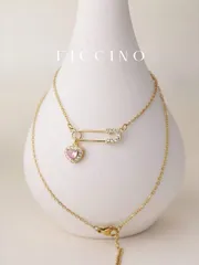 ジュエリー レディース ネックレス ペンダントネックレス ゴールドメッキ ハート型ブローチ ピンクキュービックジルコニアハート装飾ペンダントネックレス、女性の日常の恋人の鎖骨チェーン、カップル友人記念日母の日のギフト (ギフトボックス付き) バレンタイン