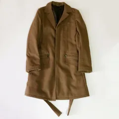 【AO-66】wjk ダブルジェイケイ 中綿入り ウール ベルテッドコート チェスターコート ブラウン キャメル 茶色 サイズS メンズ 日本製 毛100% 裏地キュプラ タイトシルエット 秋冬 アウター 美品 高品質 wl55cのサムネイル