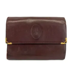 カルティエ Cartier マストライン 財布 三つ折り がま口 レザー ロゴ 型押し ゴールド金具 ボルドー /XZ ■GY11のサムネイル