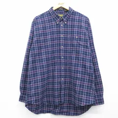 XL/古着 オシュコシュ 長袖 シャツ メンズ 00年代 00s 大きいサイズ ロング丈 コットン ボタンダウン ネイビー チェック 26may29のサムネイル