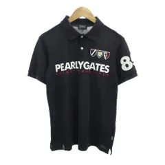 パーリーゲイツ PEARLY GATES ポロシャツ 6 紺 ネイビー ロゴプリント 半袖 /TQのサムネイル