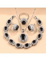 New Arrival Women's Jewelry Set: 925 Sterling Silver/18K Gold Plated, Colorful Zirconia Luxury Wedding Jewelry Set, Includes Necklace Pendant, Earrings, Bracelet, and Open Ring. Perfect for Christmas, Valentine's Day, Birthdays, and more.