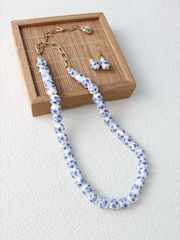 Women's Jewelry Set (2 Pieces): Ceramic Style Retro Jewelry Set, Handmade Blue and White Porcelain Bead Necklace, Earrings, and Bracelet, Perfect for Daily Wear or Holiday Gifts, Spring/Summer