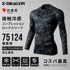 自重堂　Z-DRAGON 75124 [春夏用] ロングスリーブ(男女兼用)  接触冷感コンプレッション　両脇　両肩に消臭&抗菌テープ　カモフラブラックのサムネイル