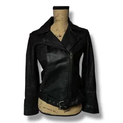 COMPTOIR DES COTONNERS コントワーデコトニエ レザー ライダースジャケット 羊革 ラムレザー 長袖 上着 レディース サイズ7 ブラック 秋 ゴーゴー古着久喜倉庫店 13 No.K2276のサムネイル