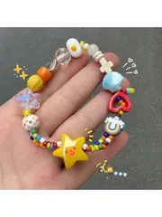 ジュエリー レディース ブレスレット ビーズブレスレット 1個 ドーパミン カラフル/レインボー/星型 ビーズブレスレット、女性の夏のカジュアルウェアに適しています (ビーズの色/配置はランダム)