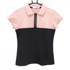 【美品】ルコックゴルフ 半袖ポロシャツ ピンク×黒 ハーフジップロゴ レディース M ゴルフウェア le coq sportifのサムネイル
