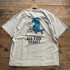 新品　26年春夏　新作　LUMBER　スヌーピー　ビッグ　フィッシュ　Tシャツ　Vintage PEANUTS　ヴィンテージ　ピーナッツ　スヌーピー　古着加工　アメカジ　フィッシング　釣り　男女共用　メンズ　レディース　アウトドアファッション　お洒落プレゼントのサムネイル