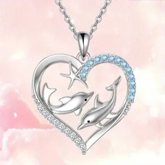 ジュエリー レディース ネックレス ペンダントネックレス 1個 エレガントなイルカハートペンダントネックレス、ラインストーンアクセント、ロイヤルスタイルの合金ジュエリー、ヒトデのディテール、デイリーウェアやパーティーに使えるバーサタイルなアクセサリー、彼