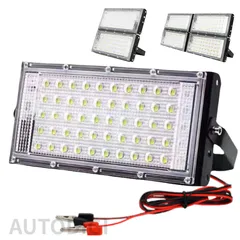 【12V専用 / 50W】 LED 投光器 ワークライト 作業灯 ワニグチクリップ付き バッテリー接続 高輝度 防水 防塵 IP66 夜釣り キャンプ アウトドア 船舶 自動車用 集魚灯 看板灯 一体型 夜間作業 AU262のサムネイル