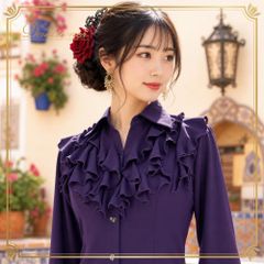 あとりえあいあい】フラメンコ 衣装 ブラウス 水玉 フリル2段 Lサイズ