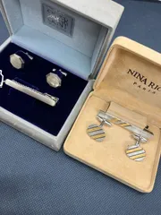 【441301107605】まとめ売り NINA RICCI ＆ 純銀張 SUN EAGLE ネクタイピン カフス 2箱セット 現状品のサムネイル