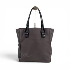 セリーヌ CELINE ホリゾンタルカバ トートバッグ ライトグレー レザー