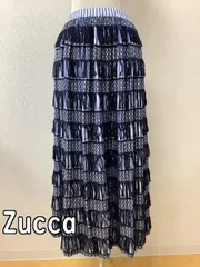 ズッカ (Zucca) フリンジ飾りのスカート 白×青ストライプ サイズMのサムネイル
