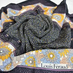 ☆Louis Feraud フラワー＆ドットアートモチーフ ヴィンテージ シルクスカーフのサムネイル