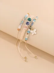 ジュエリー レディース ブレスレット セット ハンドメイド ブレスレット クリスタルビーズ ミニ蝶パーツ 3個セット