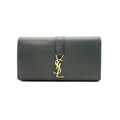 SAINT LAURENT ラージフラップウォレット 長財布 モスグリーン 