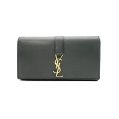 SAINT LAURENT サンローラン YSL ライン 長財布 レザー グリーン 財布