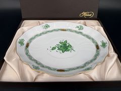623S003 ヘレンド アポニーグリーン オーバルディッシュ 26cm 皿 新品