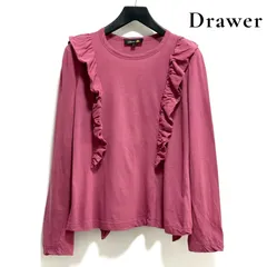 Drawer ドゥロワー フリルデザイン長袖カットソー コットン100％ 日本製 クルーネック ラッフル ピンク A049のサムネイル