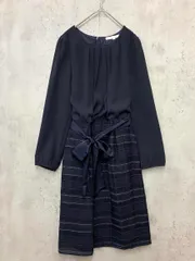NATURAL BEAUTY ナチュラルビューティー ウエストリボン ドッキング ワンピース size38/紺×黒 ■◇ レディースのサムネイル