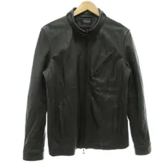 ニコルクラブフォーメン NICOLE CLUB FOR MEN シングルライダースジャケット 羊革 ミドル ハーフ丈 スタンドカラー 48 黒 ブラック /ML ■GY18のサムネイル