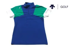 デサントゴルフ DESCENTE GOLF 中古 ソロテックス鹿の子 ジップスタンド ショートスリーブシャツ M ブルー×グリーン×ホワイトのサムネイル