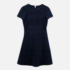 美品 EPOCA エポカ 幾何学柄 レース ノースリーブワンピース ネイビー