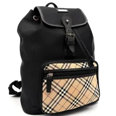 美品 バーバリー ブラックレーベル BURBERRY BLACK LABEL チェック リュックサック バックパック デイパック ブラック 黒 ナイロン レザー 巾着 ボーナス 夏休み 帰省 お盆 敬老の日 サマーギフト シルバーウィーク ご褒美のサムネイル