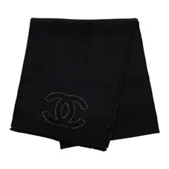 ☆シャネル マフラー ココマーク AAA681 B18961 ウール ロゴ ラメ ブラック ゴールド CHANELのサムネイル
