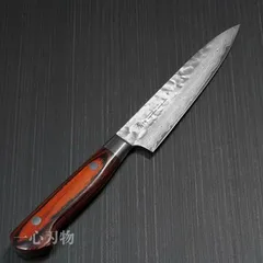 【堺孝行】 包丁 ペティナイフ 120mm 33層ダマスカス V金10号 ステンレス コバルト合金 槌目 送料無料 ギフトラッピング対応 7389のサムネイル