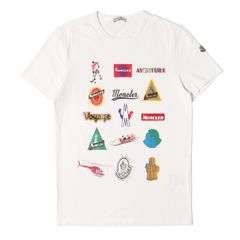 美品 MONCLER マルチロゴプリント 半袖Tシャツ S ホワイト - メルカリ