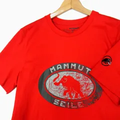 ◇MAMMUT 半袖Ｔシャツ ロゴプリント レッド アウトドア クルーネック ブランドアイコンのマンモスロゴ マムート メンズのサムネイル