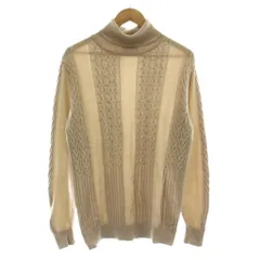 ランバン LANVIN ニット セーター 異素材 ニット セーター ウール 48 ベージュ タートルネック ケーブルニット 長袖 298919 /DUのサムネイル