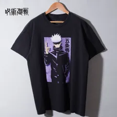呪術廻戦 JUJUTSU KAISEN 五条悟 Tシャツ L ブラック キャラT アニメT 漫画T ジュジュツカイセン ビッグプリント 古着 T313のサムネイル