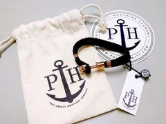 未使用 PAUL HEWITT ポールヒューイット アンカーブレスレット ブラック PH-PH-N-R-B-M 専用袋＆ステッカー付き ★のサムネイル