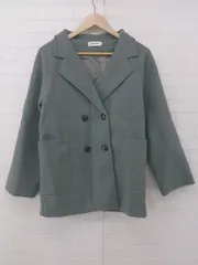 ◇ JUNOAH ジュノア くすみカラー ダブルボタン 長袖 ピーコート サイズM カーキ系 レディース P  【1308010003783】のサムネイル