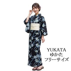 新品】utatane浴衣2点セット（浴衣・帯）「大正浪漫ブラックに夢幻